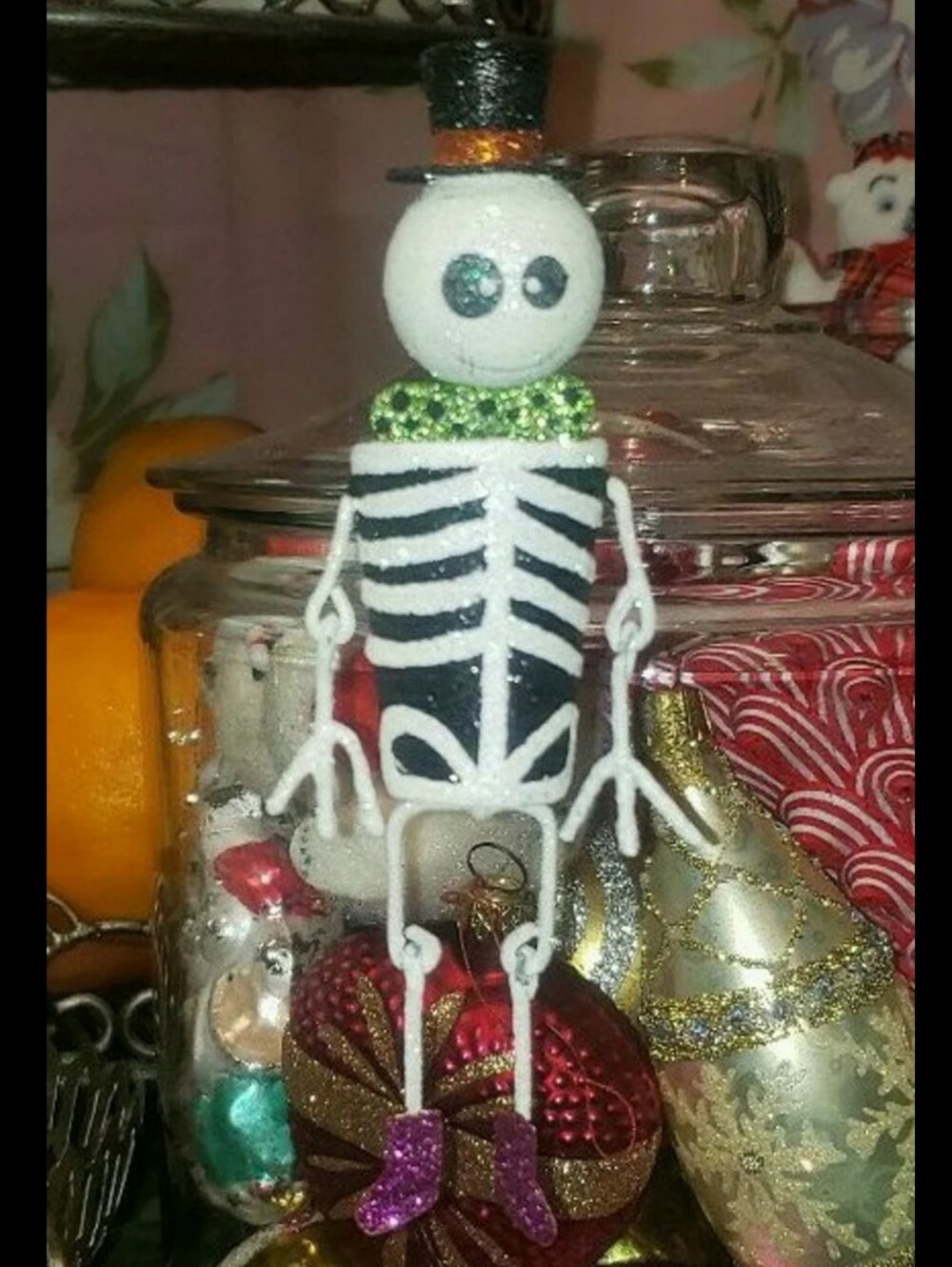 Pier One Day Of The Dead, Dia De Los Muertos Glitter Ornament